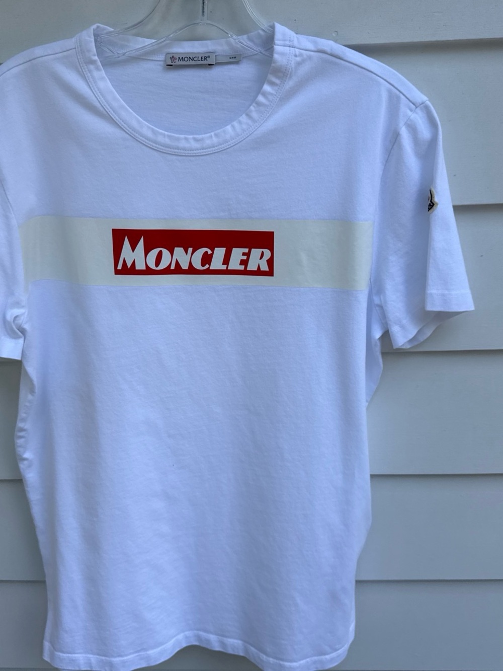 Moncler White Logo Tee with Red Box Branding